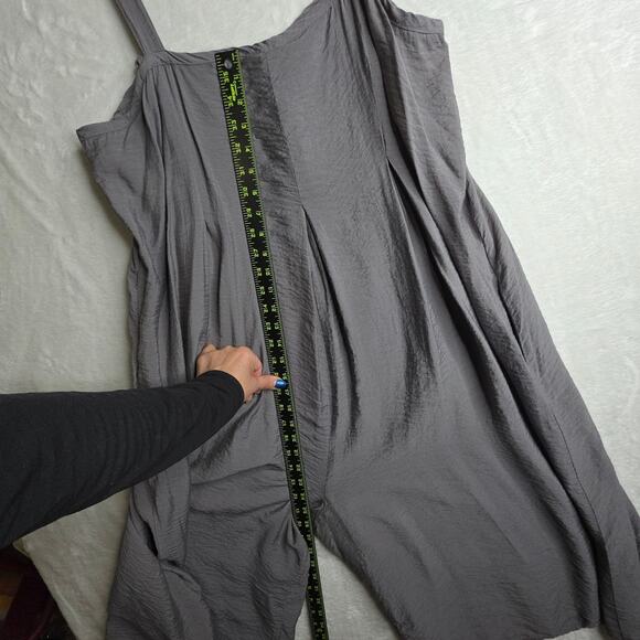 Cut Loose crosshatch L/XL Gray Super Wide Legs Relaxing Jumpsuit Seashell Button - Picture 13 of 16